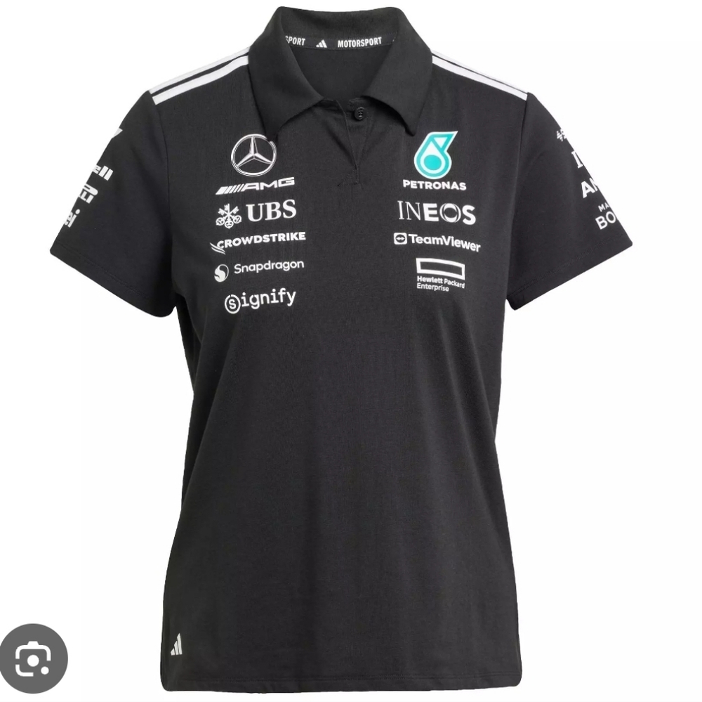 Adidas Black Motorsport Team Polo Shirt with Teal Logo